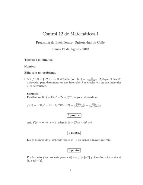 Examen 2013 Preguntas Y Respuestas Control 12 De Matematicas 1