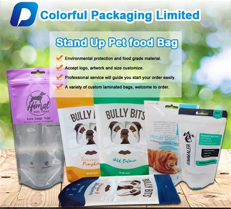 Resealable Zipper Lock Pouch Friendly Stand Up Mylar Bag Dog Food