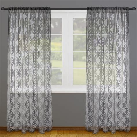 Contemporary Home Living Set of 2 Gray Modern Rustic Lace Window ...