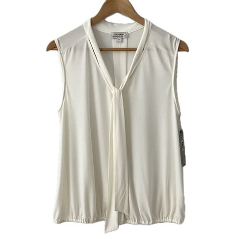 Tahari Tops Tahari Arthur S Levine Sleeveless V Neck Top With Front