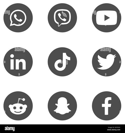 Social Media Icons Set Of 9 Popular Social Media Icons In Dark Grey