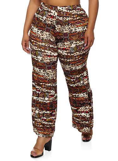 Plus Size Printed Pants Rainbow