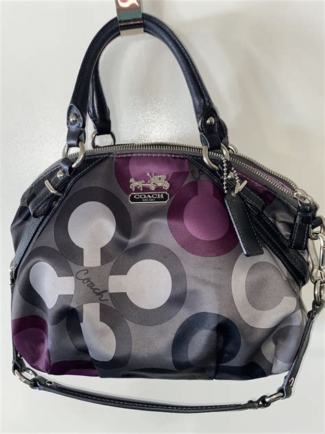 Coach Madison Sophia Sateen Clover Purse Handbag Blac… - Gem