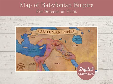 Babylonian Empire Map, Bible Map, Old Testament Map, Map of Babylonian ...