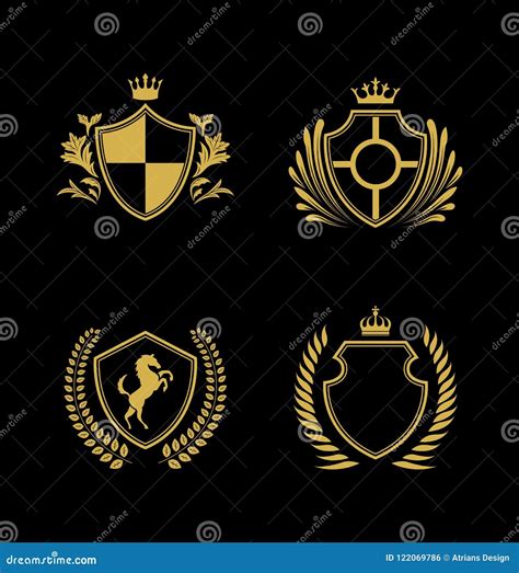 Shield Logo Collection, Golden Shield Logo, Kingdom Logo Stock Vector ...