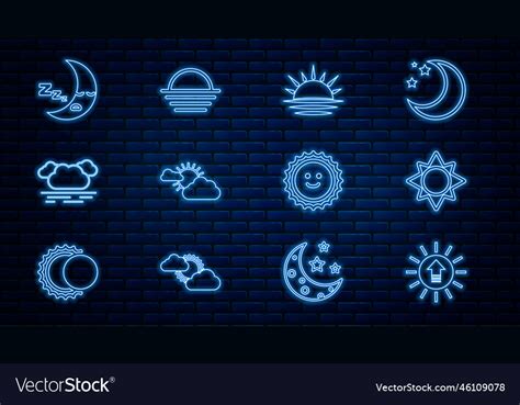 Set line sunset and cloud weather cloud moon Vector Image