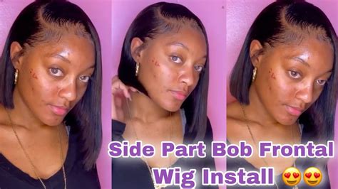 Side Part Bob Lace Frontal Install Tutorial Youtube