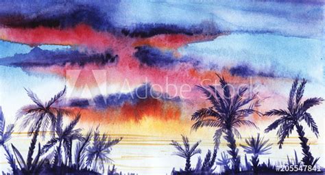 Palm Tree Sunset Drawing at PaintingValley.com | Explore collection of ...