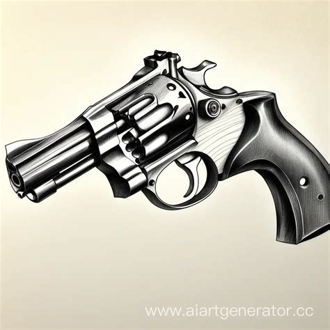 Pencil Drawing of a Revolver | AI Art Generator