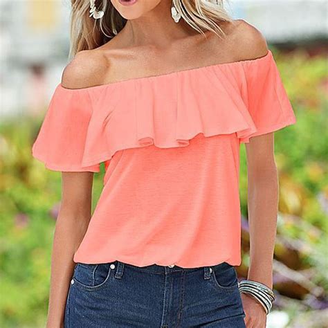 Off Shoulder Ruffle Blouse Women Sexy Blouse Blouses For Women Crop