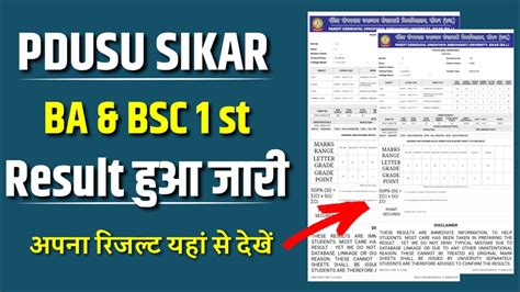 PDUSU Semester 1 B A B Sc Result Jari रजलट कस दख