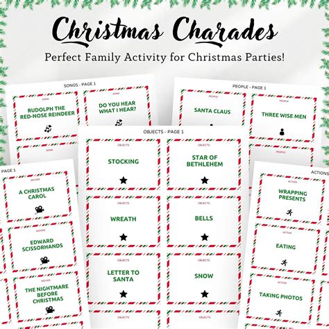 Christmas Charades for Kids Christmas Activity Printable Party Game Editable Xmas Pictionary ...