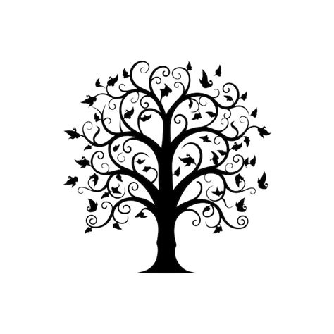 Premium AI Image Naked Tree Silhouette Hand Drawn Isolated Vector