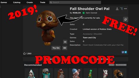 How To Get Fall Shoulder Owl Pal Promocode 20 October 2019 Youtube