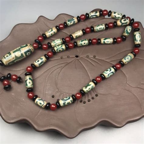 Tibetan Old Agate Dzi Necklace T Etsy Skull Jewelry Beaded