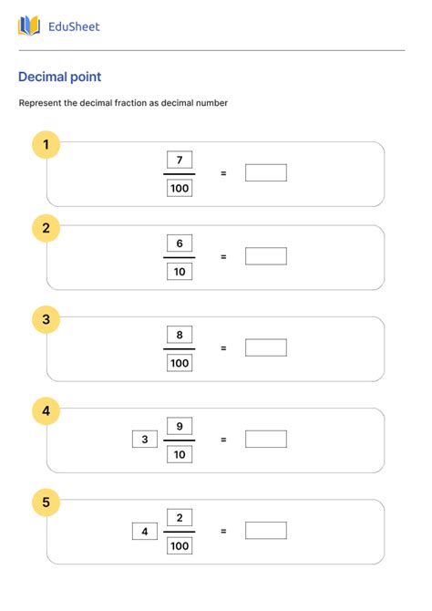 Decimal point Worksheets | Free Download at Orchids International