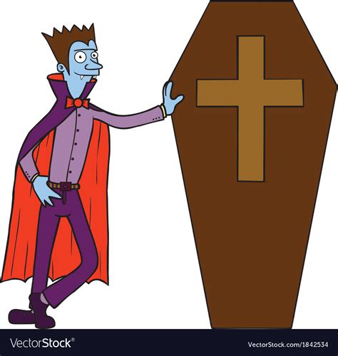 Vampire And Coffin Cartoon Royalty Free Vector Image