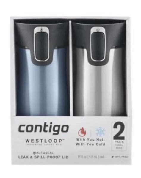 Contigo West Loop 14 Oz Travel Mug 2 Pk Dark Ice And Stainless Steel