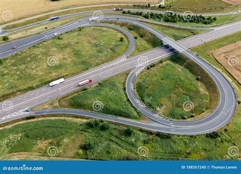 Aerial View Of A Motorway Interchange Stock Photo Image Of Ring