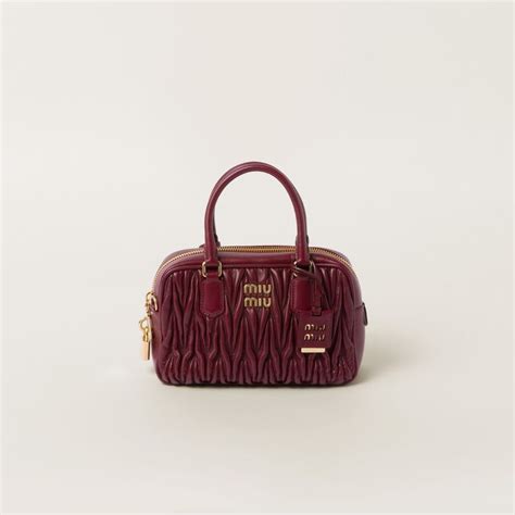 Miu Miu Matelassé Nappa Leather Top handle Bag Women Amaranth Red