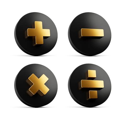 Premium Photo 3d Golden Plus Minus Multiply And Divide Symbol On