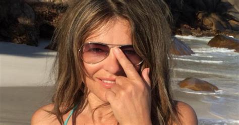 Liz Hurley Squeezes Curves Into Tiniest Bikini Yet Cleavage Goes With Everything Daily Star