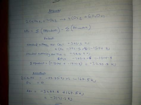 Solved Using The Table Of Standard Formation Enthalpies That You Ll