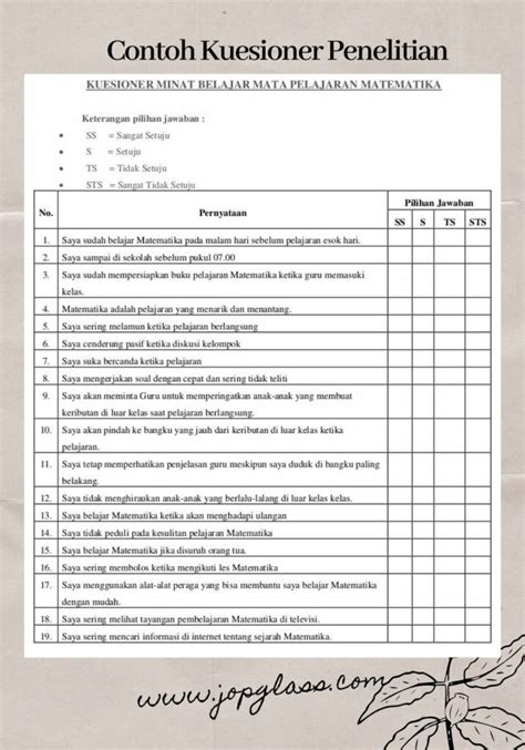 Detail Contoh Kuesioner Penelitian Kualitatif Koleksi Nomer