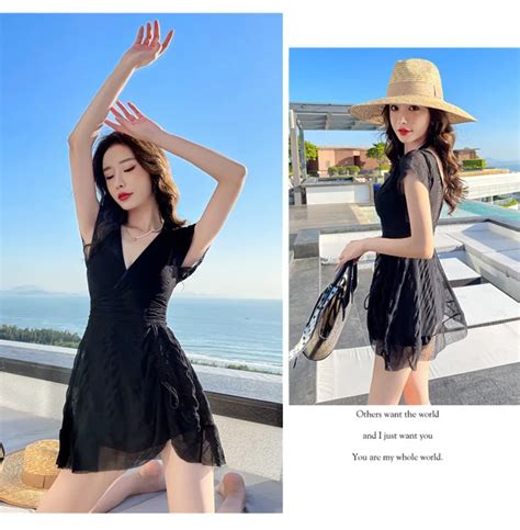 New Conservative One Piece Skirt Flat Corner Hot Spring Bathing Suit Slimming Women Swimsuit