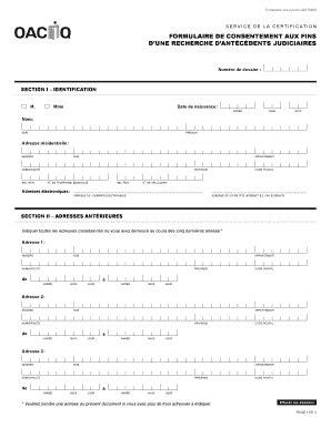 Fillable Online Formulaire De Consentement Aux Fins D Une Recherche D