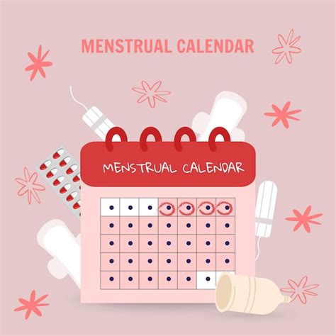 Premium Vector Female Menstruation Calendar With Intimate Staff