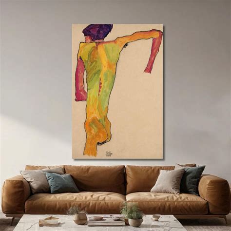 Male Nude Propping Himself Up Egon Schiele Canvas Print
