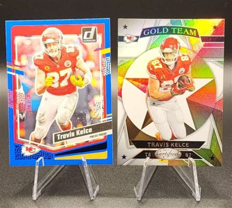 2023 Panini Donruss Travis Kelce Blue Press Proof Kansas City Chiefs