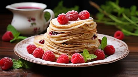 Premium Ai Image Rolled Pancakes Filled With Cottage Cheese