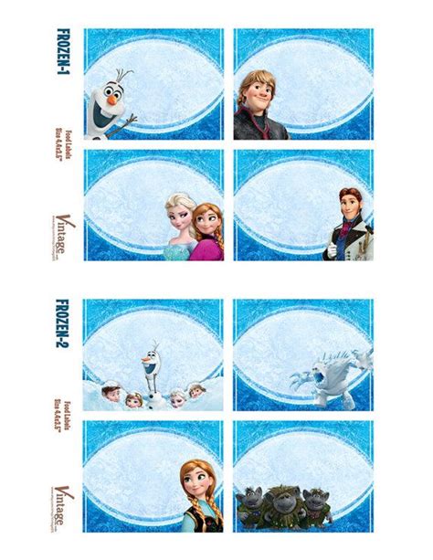 Frozen Printable Food Labels