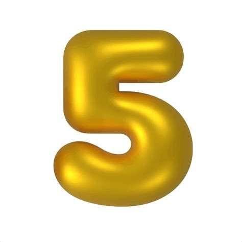 Premium Vector 3D Gold Balloon Number Font Number 5 Golden