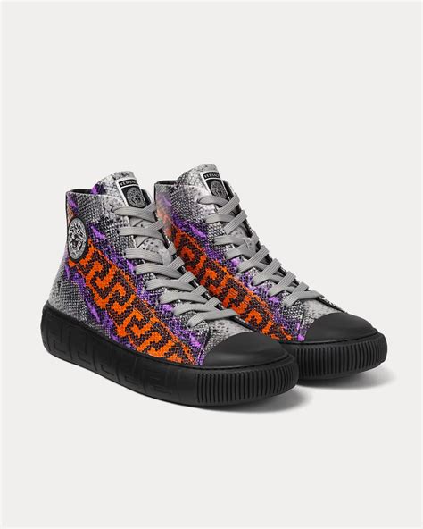 Versace Greca Python Greca Print High Top Sneakers Sneak In Peace