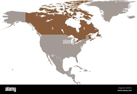 Dark Brown Map Of Canada Inside Light Brown Map Of The North American