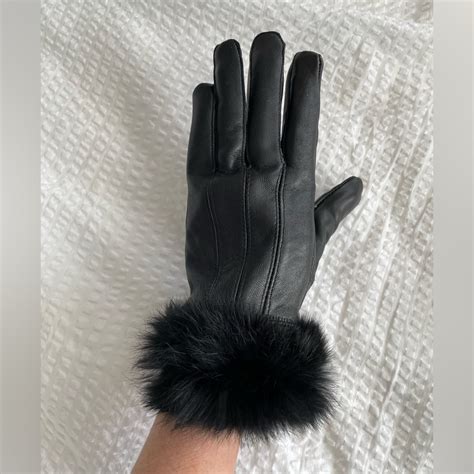 Thinsulate Insulation Black Leather Gloves With Faux … - Gem