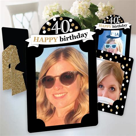 Big Dot Of Happiness Adult 40th Birthday Gold Birthday Party 4x6 Picture Display Paper