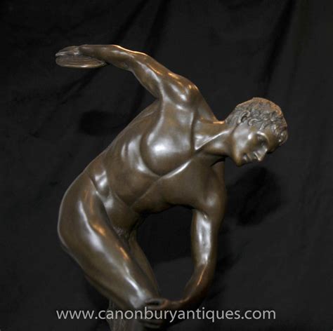 Italian Bronze Nude Discus Thrower Statue Male Athlete