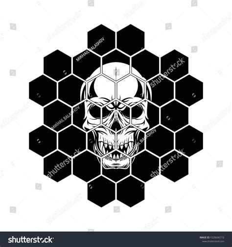 Vector Illustration Skull Fangs Hexagonal Mosaic Stock Vector Royalty