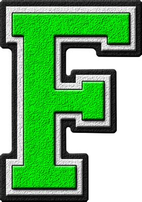 Presentation Alphabets Kelly Green Varsity Letter F