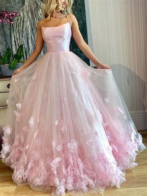 Pink Floral Floor Length Prom Dresses Pink Floral Long Formal Evening