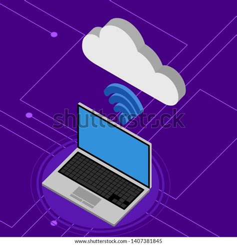 D Cloud Computing Icon Connected Laptop Stock Vector Royalty Free