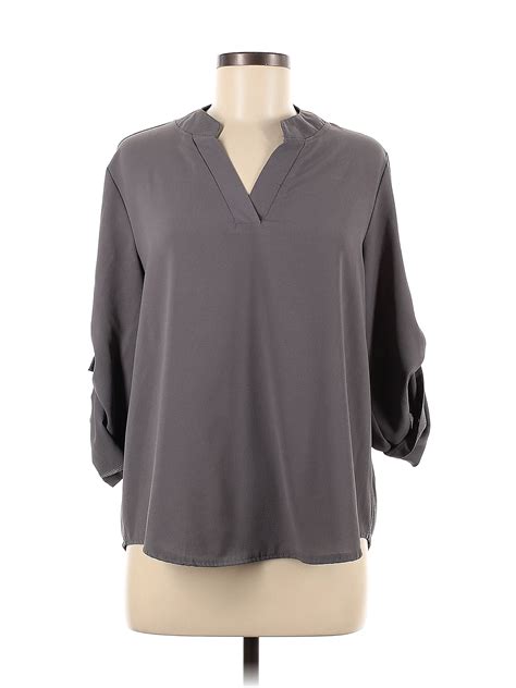 Face N Face Gray Long Sleeve Blouse Size M Off Thredup