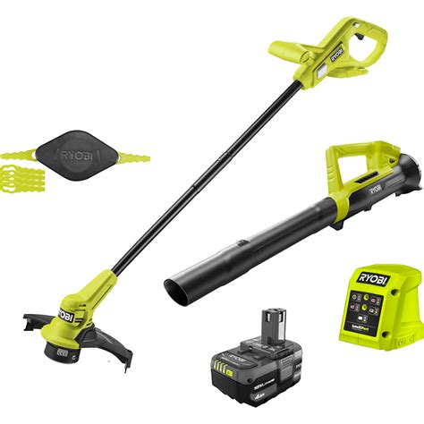 Ryobi One 18v Cordless Battery String Trimmeredger And Jet Fan Blower Combo Kit With Ah Battery