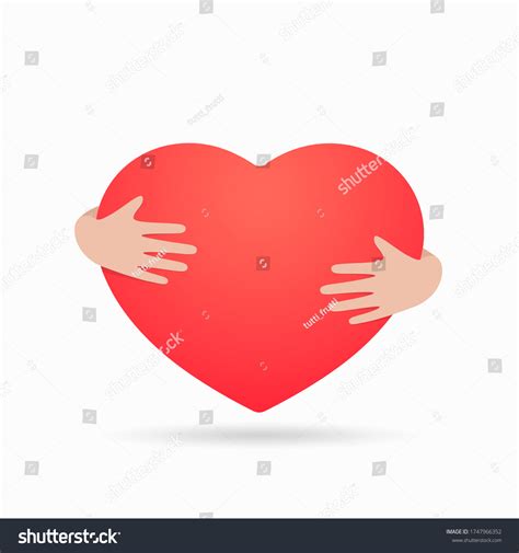 Red Heart Hand Embrace Vector Illustration Stock Vector Royalty Free