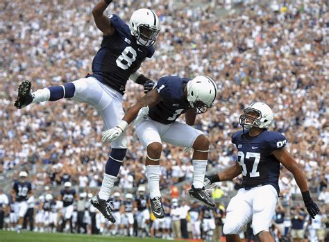 Penn State's Allen Robinson (8), Bill Belton (1) and Kyle Carter (87 ...