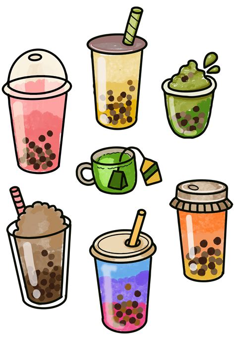 Cute Boba Milk Tea Icons 22585322 Png